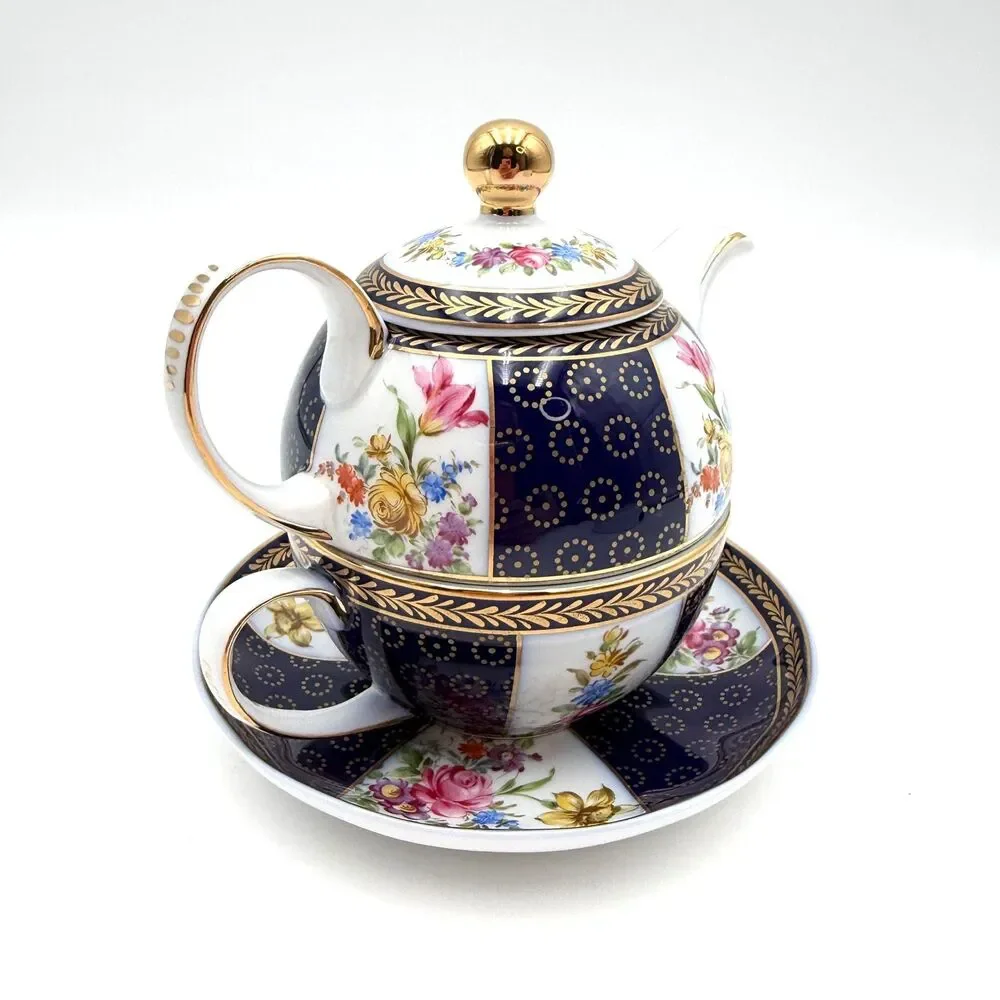 Floral Stackable Teapot & Individual Cup Coffee or Tea